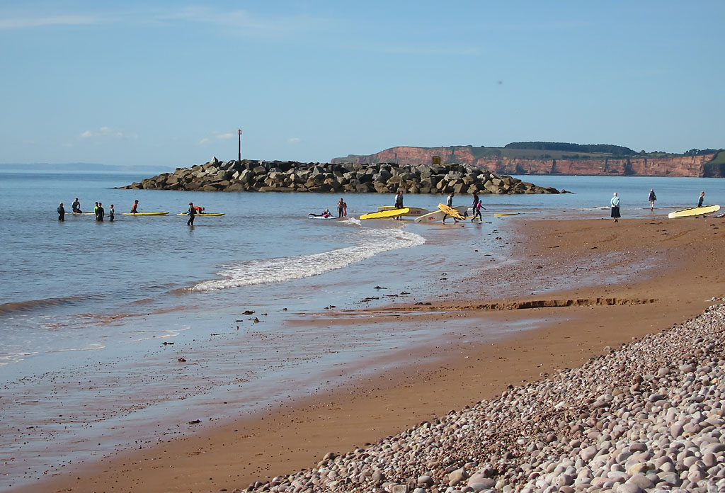 Sidmouth Beach kayakers